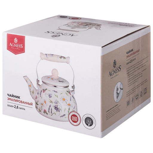ЧАЙНИК AGNESS ЭМАЛИРОВАННЫЙ СЕРИЯ FLOWER STORY, 2,6 Л  фото 5
