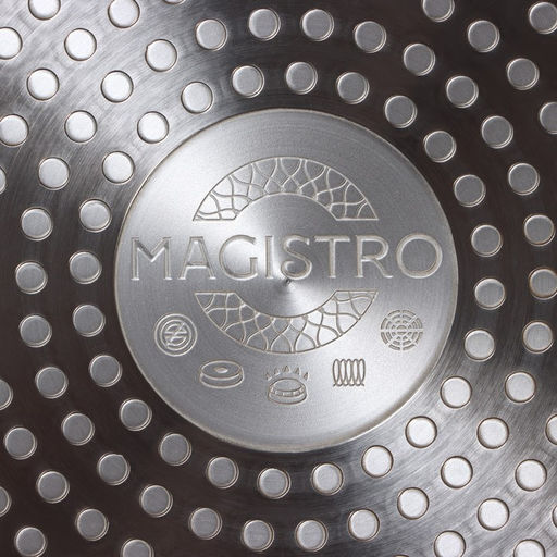Сковорода - гриль Magistro Dark, 24×24 см, квадратная, съёмная ручка софт тач, антипригарное покрытие, индукция, чёрная