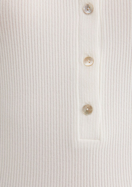 Uzun Kollu Dugme Detayl? Ekru Tisort - Mavi фото 6