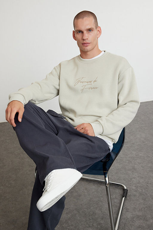 Ta_ Oversize/Geni_ Kesim Yaz_ Nak__l_ Kal_n __i Polar Sweatshirt TMNAW25SW00091 - Trendyolmilla фото 2