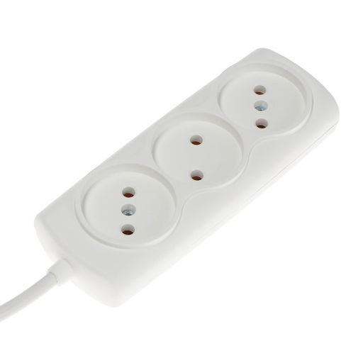 Удлинитель Luazon Lighting ECO, 3 розетки, 2.7 м, 10 А, 2200 Вт, ПВС 2×0.75 мм2, без заземления, белый