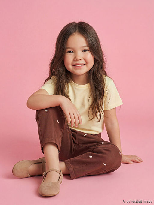 ?i?ek Nak??l? K?z ?ocuk Pantolon