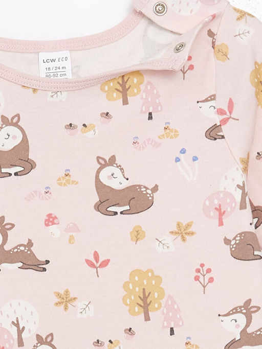 Bisiklet Yaka Uzun Kollu Bask?l? K?z Bebek Tulum - Waikiki фото 2