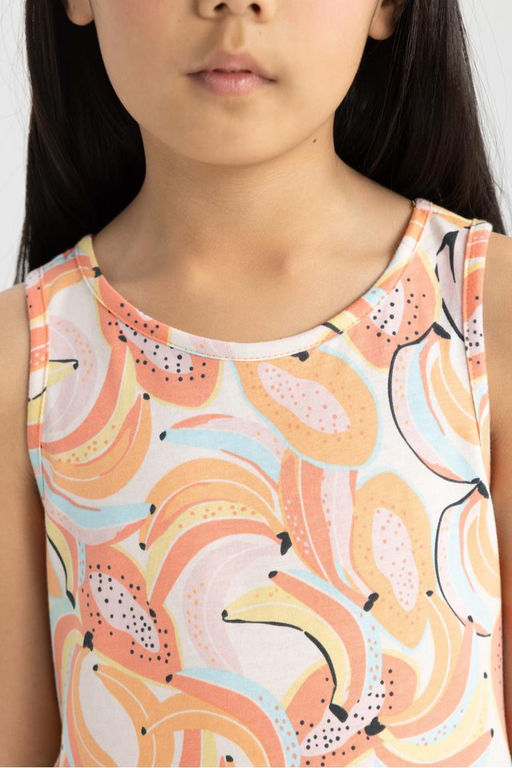 Платье без рукавов с рисунком для девочки - Defacto фото 3