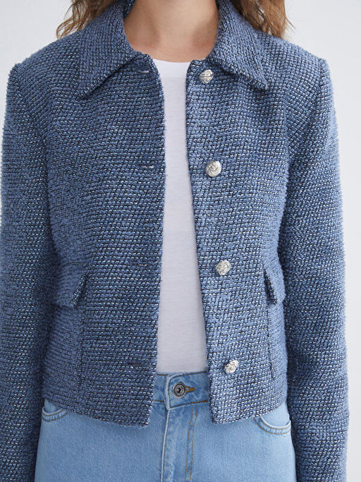 G?mlek Yaka Kad?n T?vit Ceket