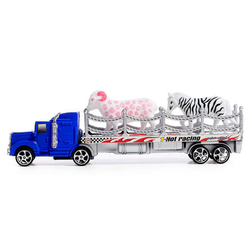 Грузовик инерционный «Зооперевозчик», 2 фигурки животных, МИКС