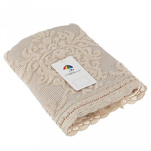 Полотенце махровое "Династия" 50х90см, хлопок 100%, ажурный кант, бежевый (Китай)