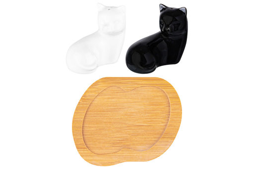 Набор д/специй 2 пр. 11*9*7 см Кошки черно-белые на деревянной подставке - Elan gallery фото 15