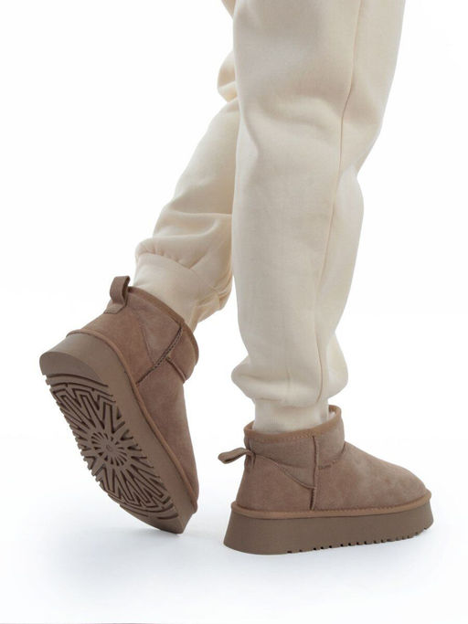 04-PF8520-3 BEIGE Угги женские (натуральная замша, 100% шерсть)