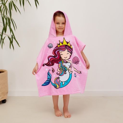 Полотенце-пончо детское махровое Крошка Я Русалочка 60х120см, 100% хлопок, 300гр/м2  фото 17