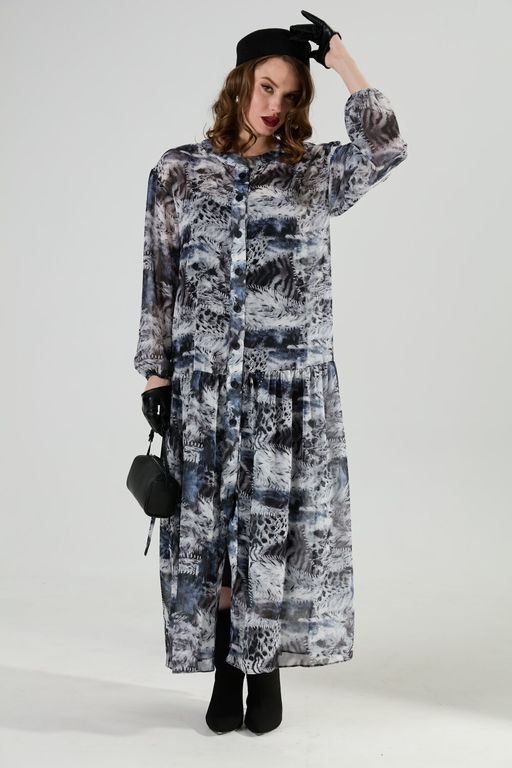 Платье NIKVA н1028-1 серая абстракция  фото 3