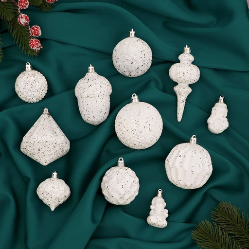 Ёлочные игрушки Киссин, новогодние, набор 11 шт., белый