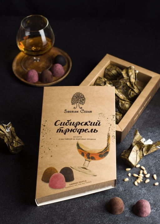 ? Сибирский трюфель ассорти с кедровой настойкой, 100 г  вишня, кофе, апельсин - Сибирский кедр фото 4