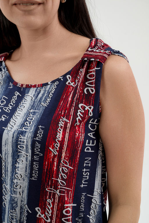 Платье женское из кулирки Кэтрин сине-красный макси - Амадэль фото 7