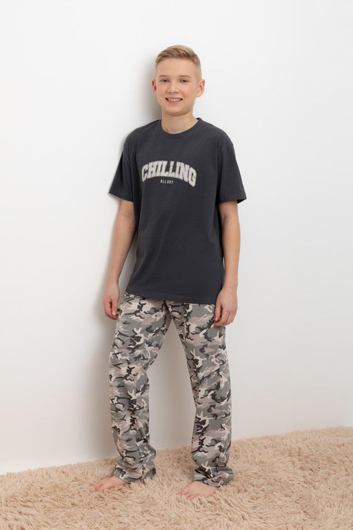 КБ 2831/темно-серый,милитари на бежевом пижама для мал