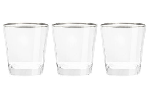 Стакан для виски, 10 см, 365 мл, 6 шт, хрустальное стекло, с серебристым кантом, Gemma Platinum