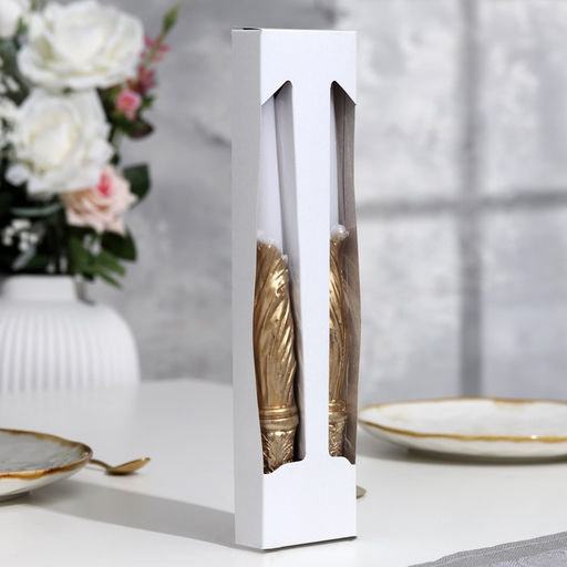 Набор свечей свадебных «Два ангела», 27.5×3 см, бело-золотой, родительские