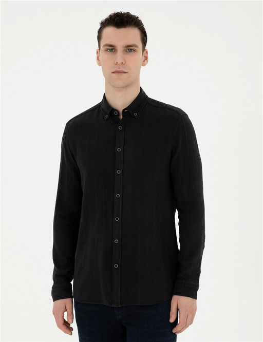 Siyah Regular Fit Uzun Kollu G_mlek