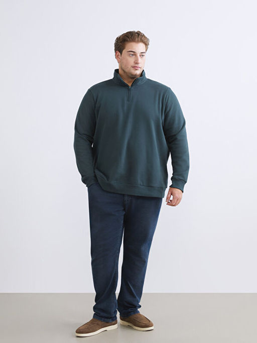 B?y?k Beden Dik Yaka Erkek Sweatshirt
