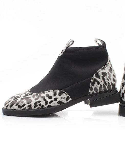 01-B44B-81H WHITE/LEOPARD Ботинки демисезонные женские (натуральная кожа, текстиль, байка) - Фабричный китай фото 15