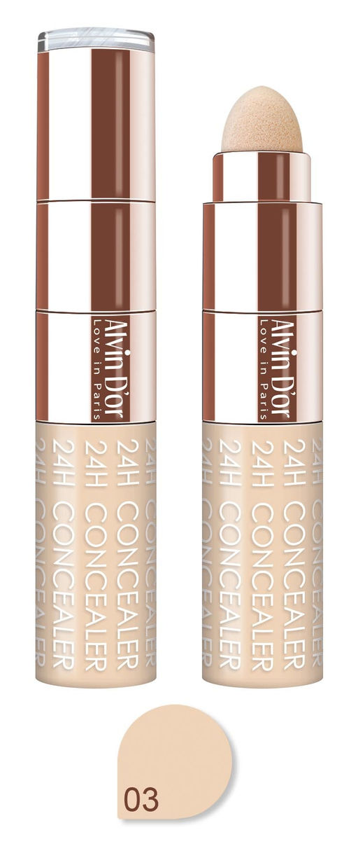 Alvin Dor CF-2 Консилер жидкий+спонж тон 03, 24H Full cover concealer 6мл