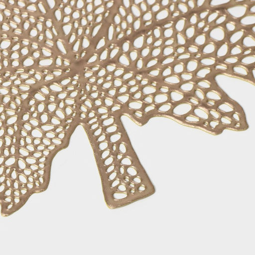 Набор салфеток сервировочных на стол Доляна Кленовый лист, 4 шт, d=38 см, цвет золотой  фото 9