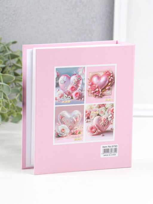 Фотоальбом на 40 фото 10×15 см «Розовое сердце в цветах», в коробке, 4.5×14×17 см