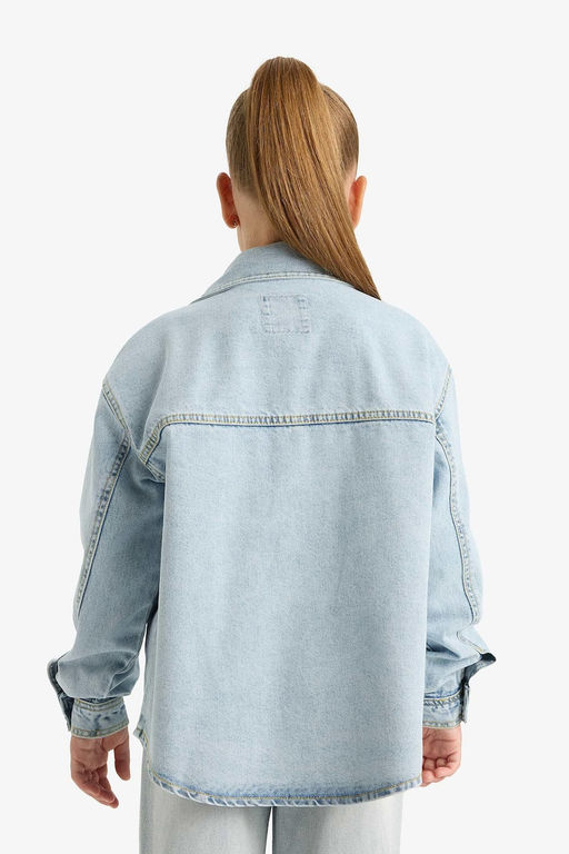 Denim Ceket K_z _ocuk - Defacto фото 4