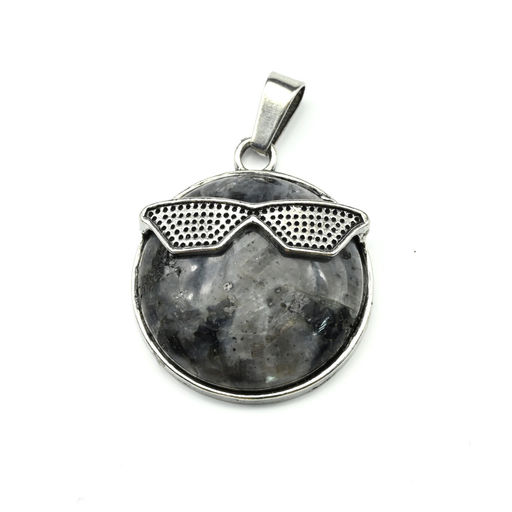 Подвеска Смайл 27мм с лабрадором (ларвикит)