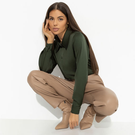 Рубашка струящаяся Цветущее очарование (green) - Charutti фото 4