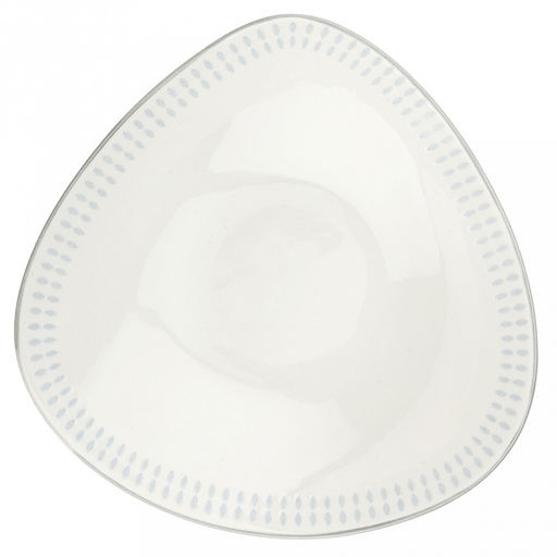 Облако Тарелка глубокая фарфоровая 193х187х60мм, 500мл, треугольная форма, рельефный декор - голубой, отводка, белый (Китай) - Домашняя мода фото 2