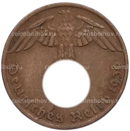 Монета 1 рейхспфенниг 1939 года G Германия
