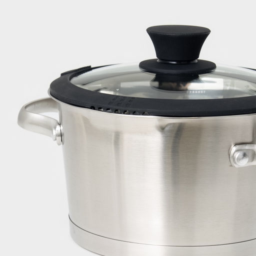 Крышка Magistro, d=18 см, со сливом, с силиконовым ободком и ручкой, жаропрочное стекло