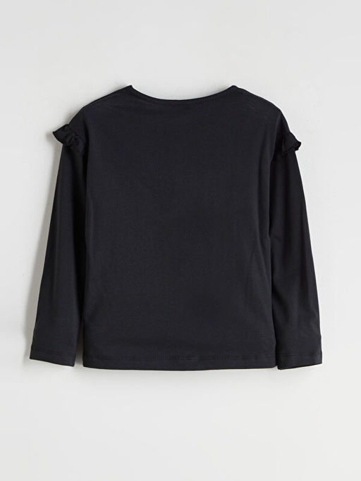 Bisiklet Yaka Bask?l? K?z ?ocuk Ti??rt