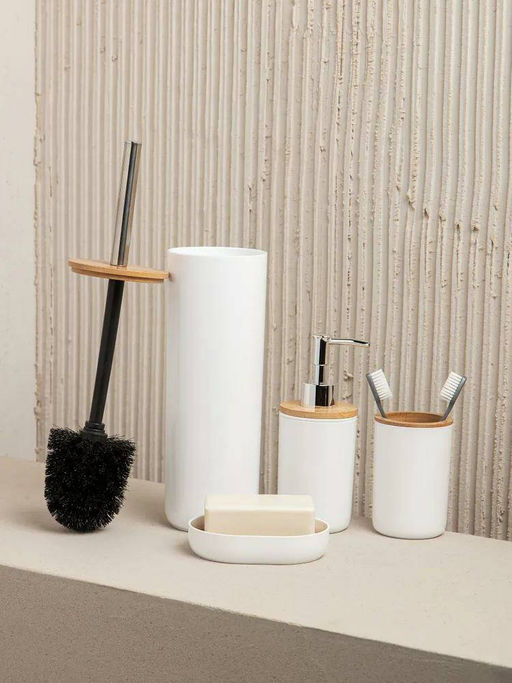 Набор аксессуаров для ванной комнаты Бамбук (белый) М8167 - Альтернатива фото 3