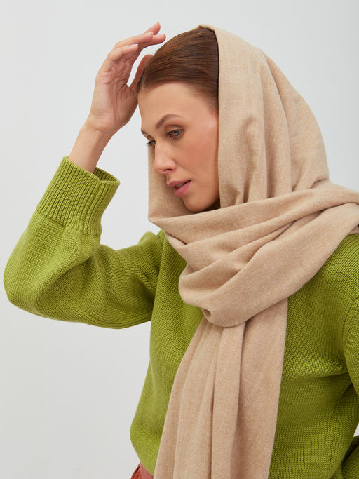 в составе шерсть Большой, мягкий, теплый двусторонний однотонный меланжевый палантин - Tantino фото 6