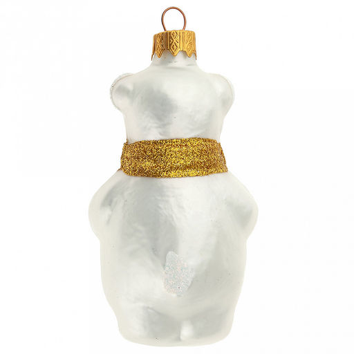 Елочная игрушка фигурка стеклянная Мишутка в шарфе h9см, золотой, ручная художественная роспись, подарочная упаковка (Россия) - Домашняя мода фото 2