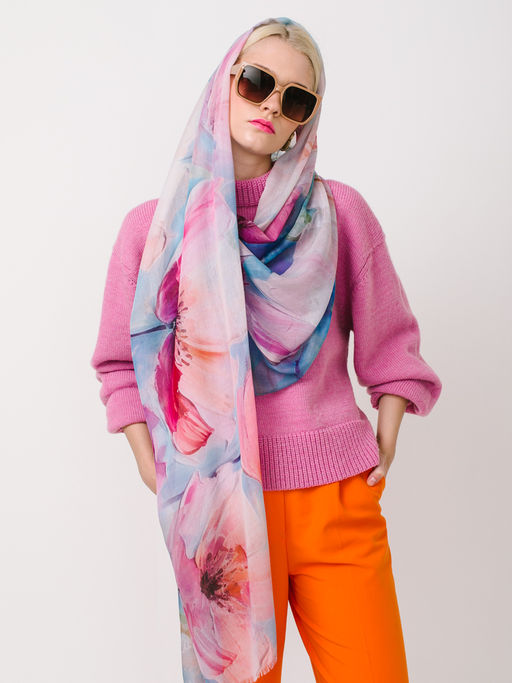 Большой, мягкий, тонкий и очень нежный двусторонний палантин с рисунком в стиле арт-деко - Tantino фото 9