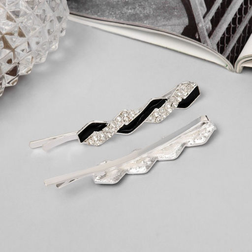 Цена за 2 шт. Невидимки для волос «Кэли», набор 2 шт., грация, 6 см, серебро