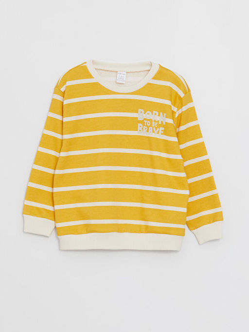 Bisiklet Yaka Uzun Kollu ?izgili Erkek Bebek Sweatshirt