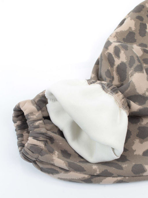 868-6 BEIGE/LEOPARD Костюм спортивный зимний женский (95% хлопок, 5% полиэстер)
