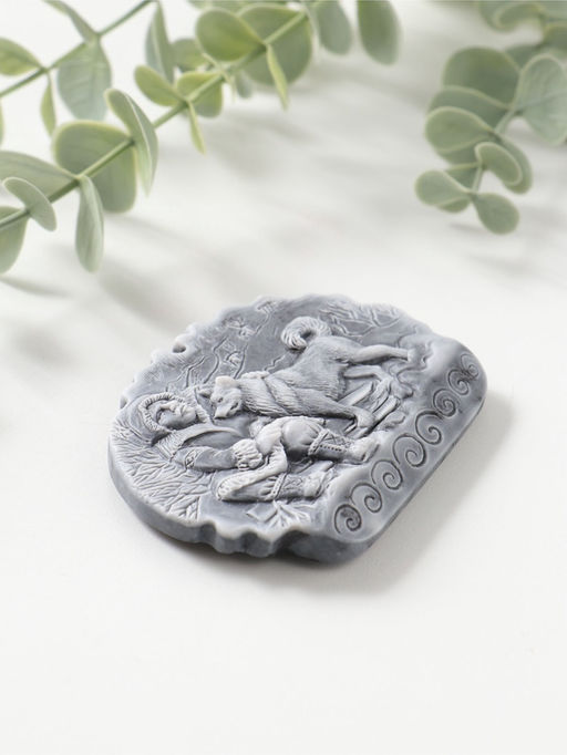 Магнит "С хаски на санях" (барельеф), 6,5см