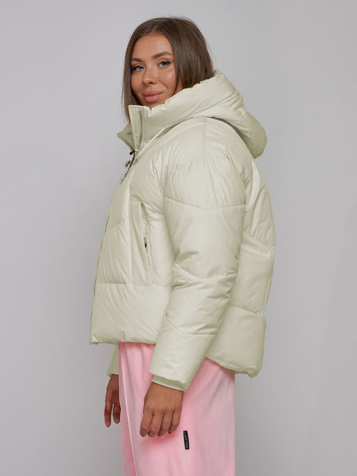 Зимняя женская куртка модная с капюшоном бежевого цвета 512305B - Mtforce фото 4