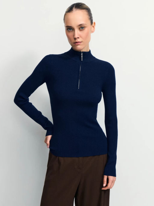 Джемпер в рубчик с молнией / Zarina  фото 3