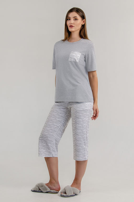 Арт. 9166 Пижама с бриджами 44-50 (4 шт) Цвет:серый,белый