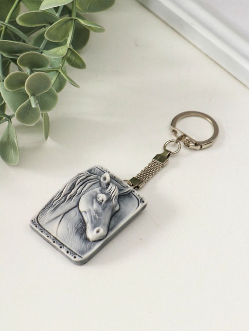 Брелок для ключей на кольце Голова лошади (барельеф), 4 см