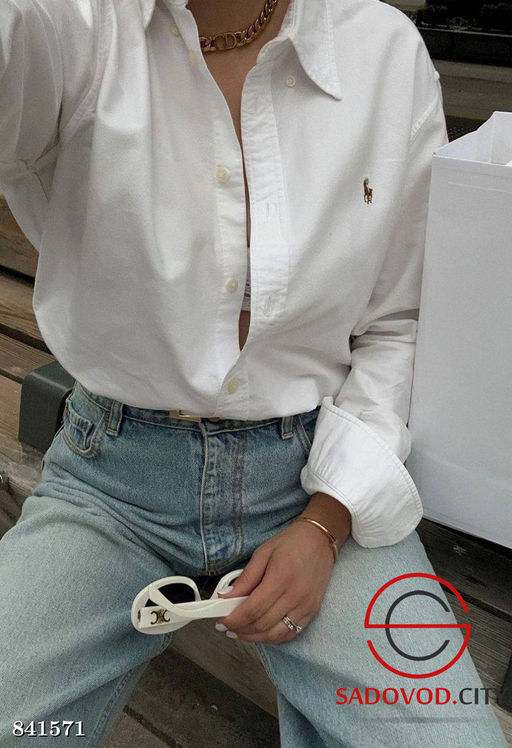 Джинсовая рубашка однотонная