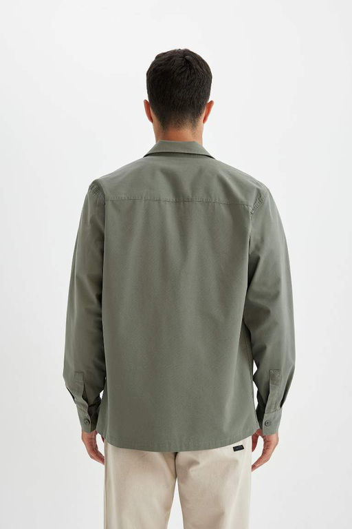 Хлопковая рубашка с длинными рукавами и воротником поло стандартного кроя - Defacto фото 6