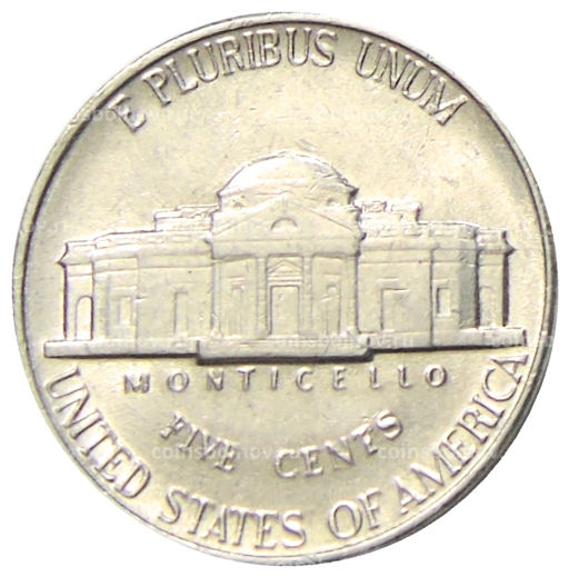 Монета 5 центов 1991 года D США