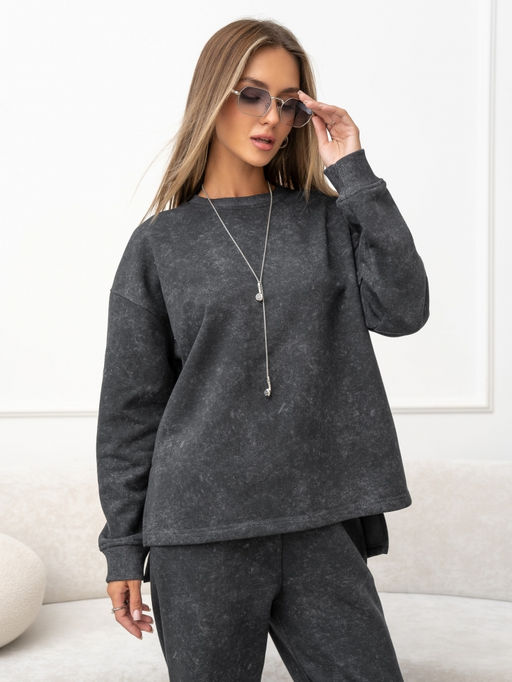 Эффект варенки! очень крутой лонгслив свитшот футер 3-х нитка петля ,графитовый - Binita фото 10